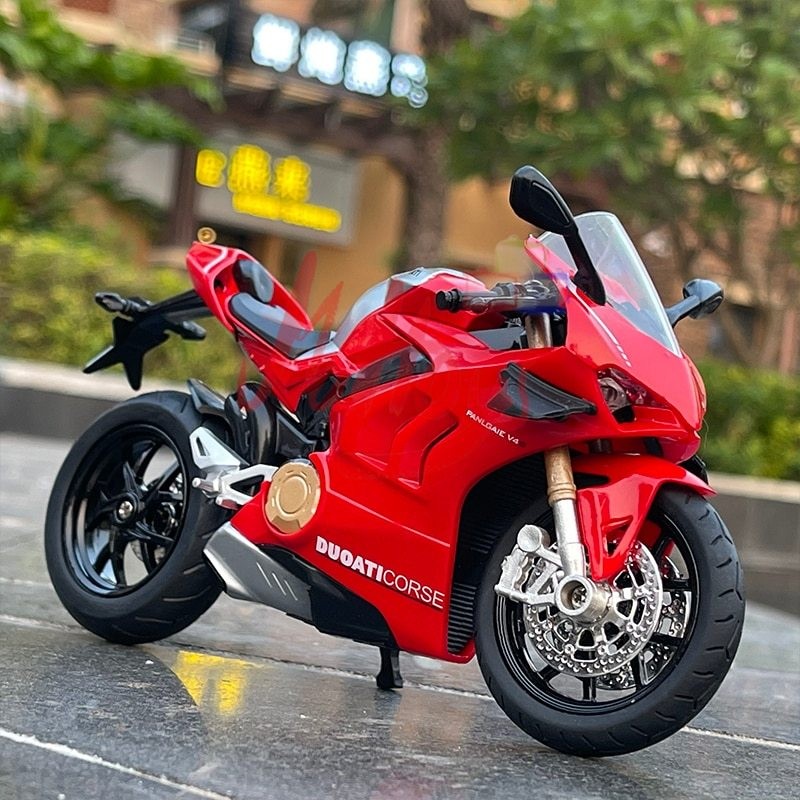 Diecast Huayi Ducati Panigale V4S 1/12 Alloy model motor balap koleksi hadiah anak-anak