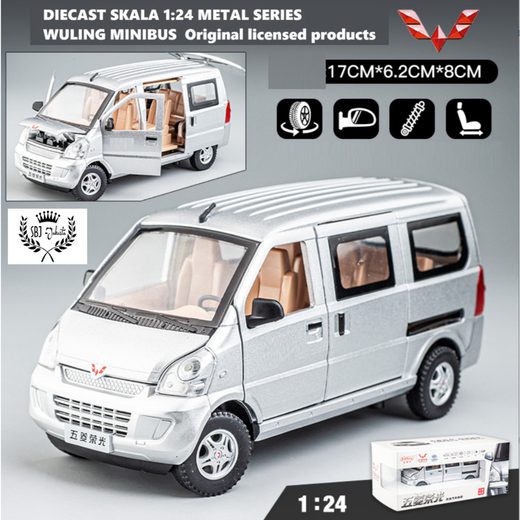 Diecast mobil WULING minibus Skala 1:24 Metal series ukuran besar