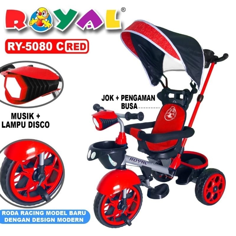 Sepeda Roda Tiga Ban Jumbo "ROYAL" 5080C & 8580W (Sandaran Kepala + Sabuk Pengaman)