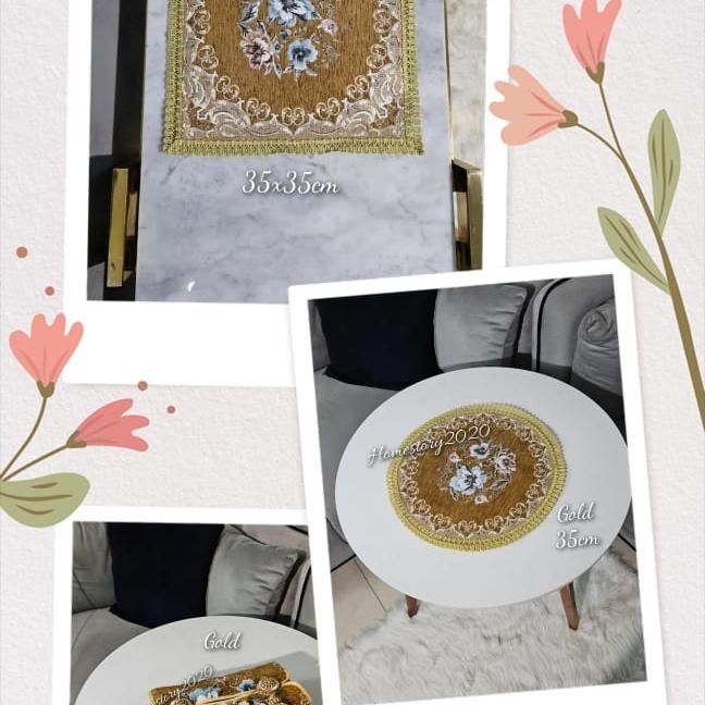 Taplak Meja Belgi Kecil Bulat Kotak Mewah Premium Ukuran 30X30