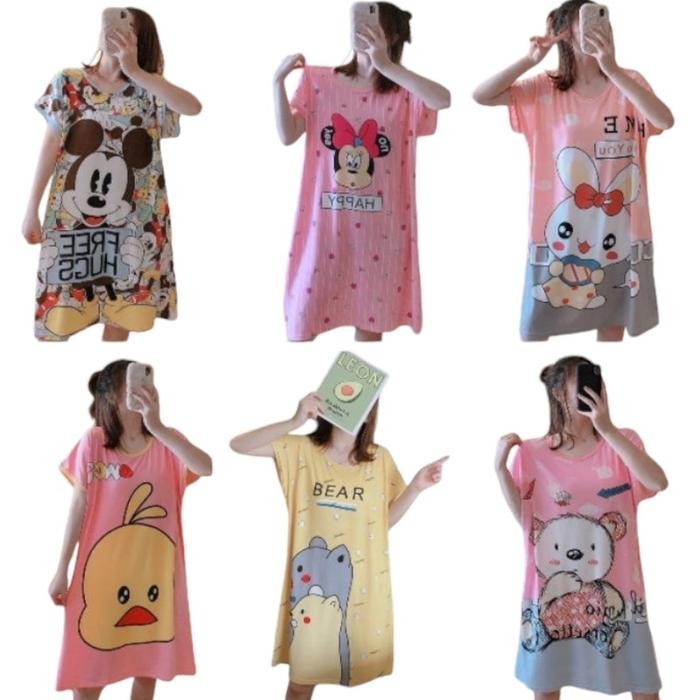 Aluna- Daster Dress Midi Rumahan Santai Wanita Spandek Jumbo Over Size Dsg