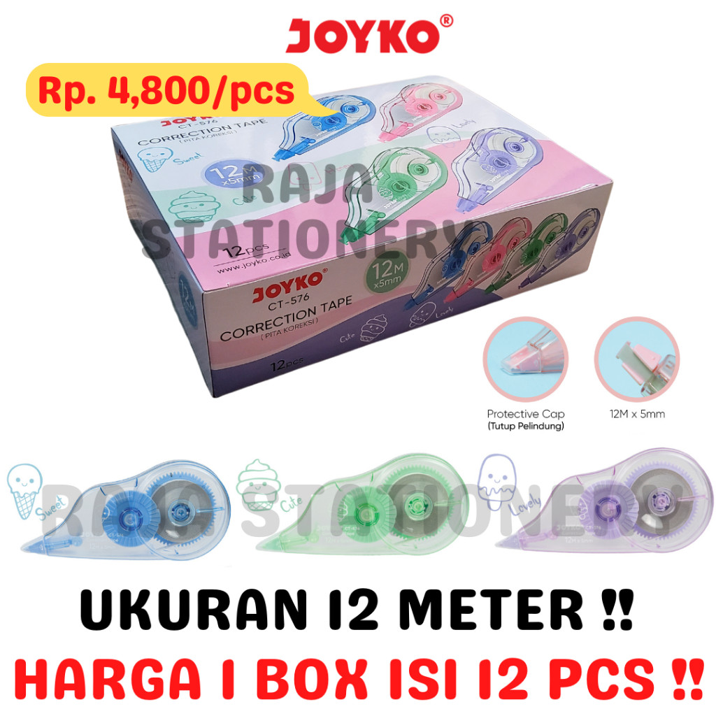 

JOYKO CORRECTION TAPE 12M TIPEX KERTAS JOYKO TIPX KERING CT-576 [12PCS] - RAJA BIGBOX