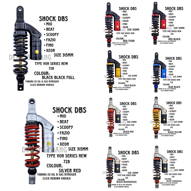 Shock DBS 728 VON Series As Gold Matic Singel Shock 315mm 330mm Shockbreaker Matic Tabung Atas