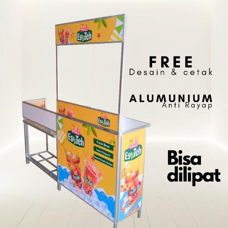 Booth Portable Alumunium dengan Meja Kompor Meja Jualan Lipat Custom *