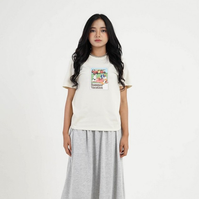 【Ori】Greenlight Kaos Wanita Lengan Pendek Katun Kikio Atasan Casual G130624