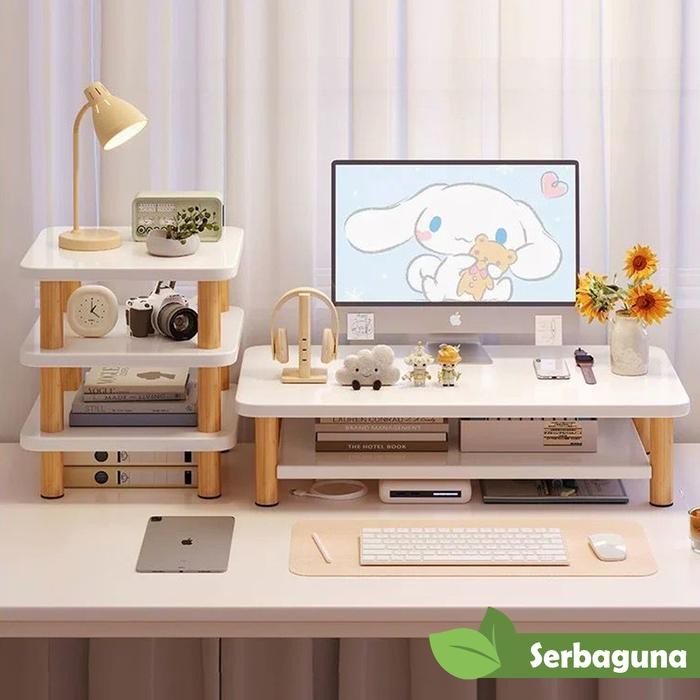 

YOSINOGAWA - Rak penyimpanan desktop yang ditinggikan monitor komputer Desktop rak penyimpanan meja