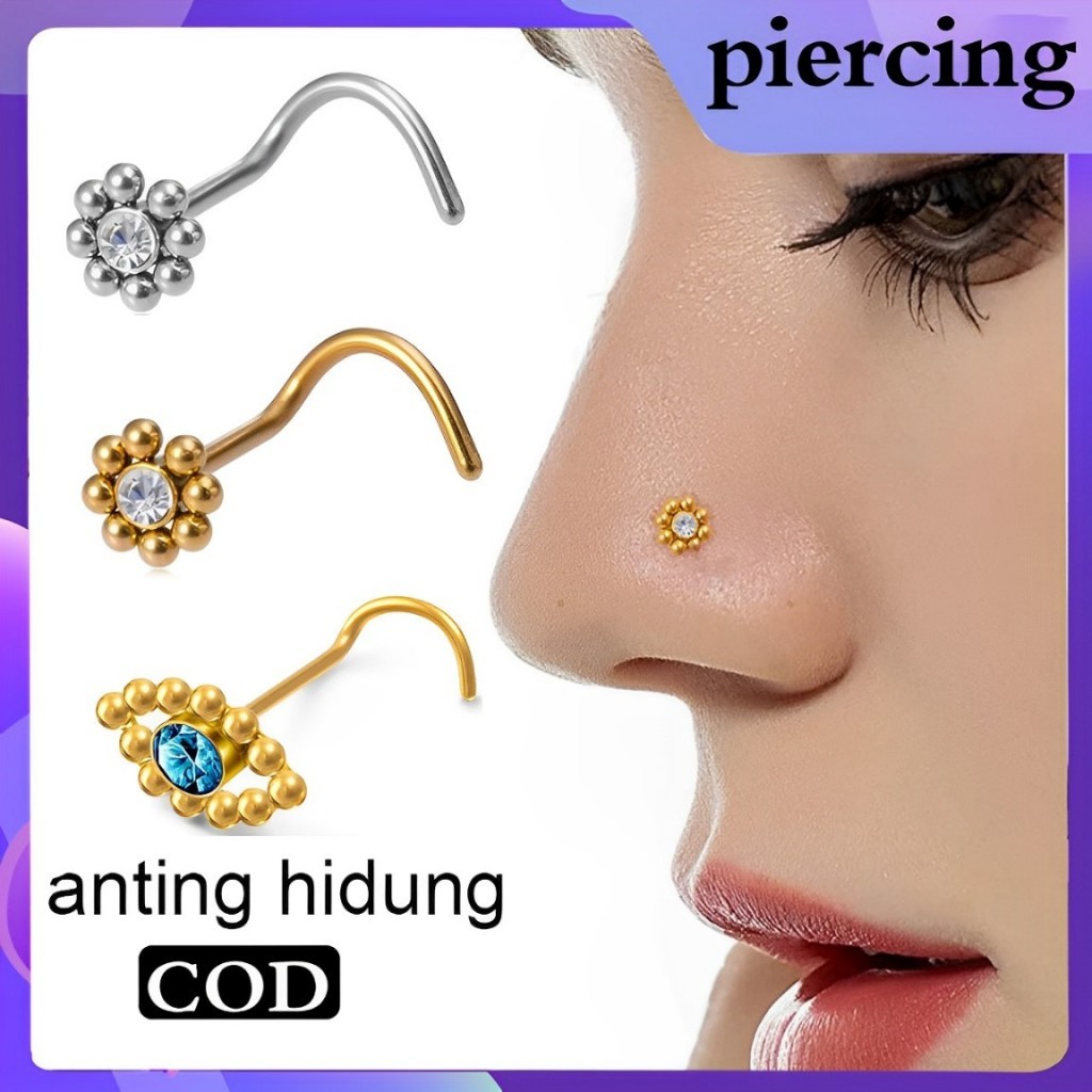 [9 PCS]anting hidung perhiasan tubuh anting hidung titanium anti karat dan anti luntur tindik hidung