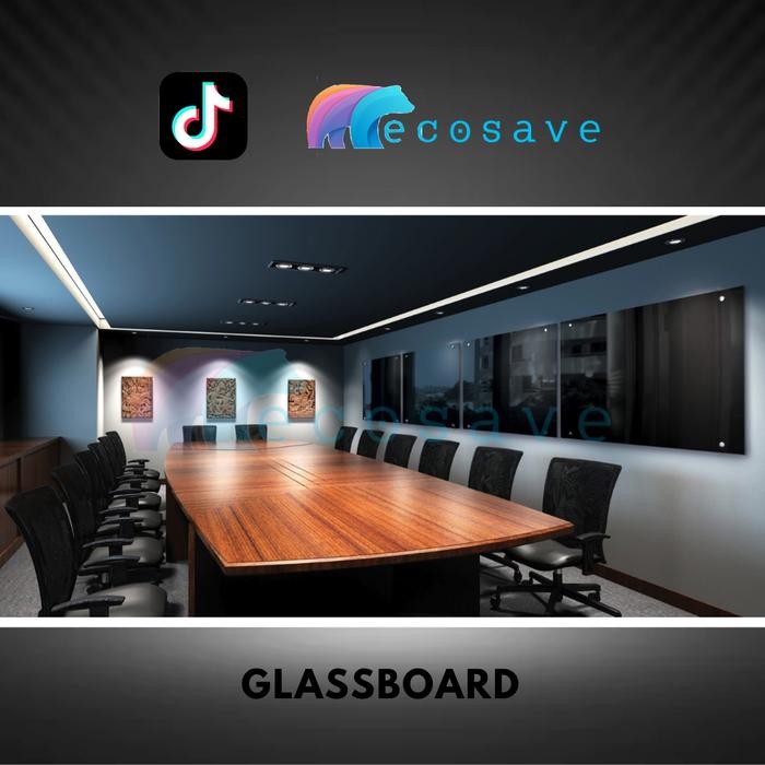

Blackboard Kaca Magnetic Glassboard Hitam Papan Tulis Gantung EcoSave