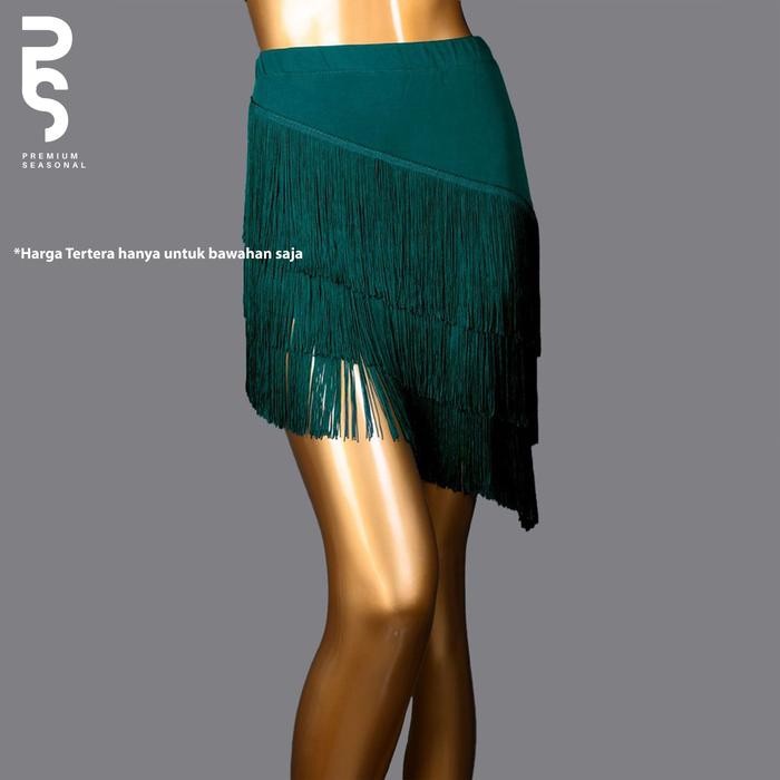 Skirta- Rok Rumbai Miring - Celana Rok Rumbai Motif Miring 3 Tingkat Panjang Merah