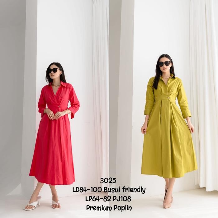 Fleesa- 3025 Cod Dress Rosaline Maxi Wanita Kekinian Dress Busui Friendly Bahan Catton Poplin