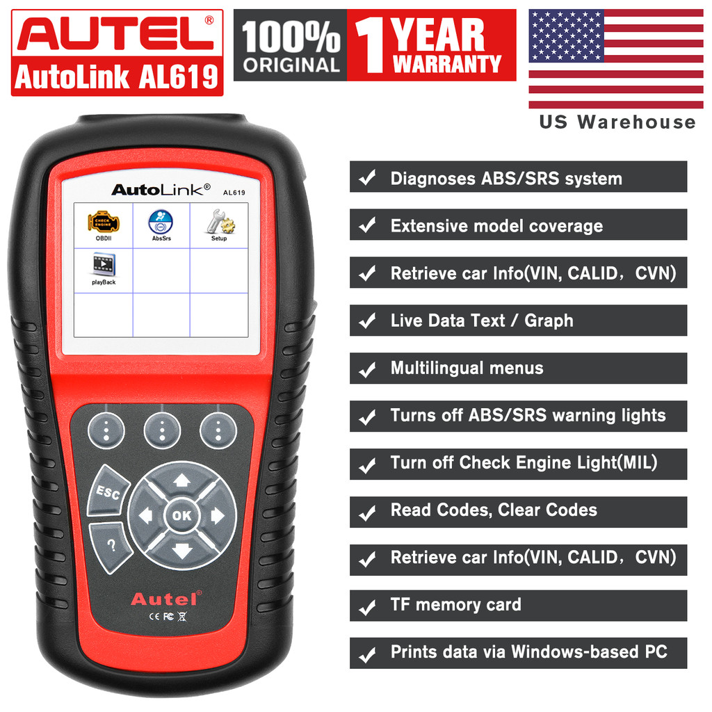 Autel AL619 OBD2 Scanner Car Diagnostic Tool Code Reader