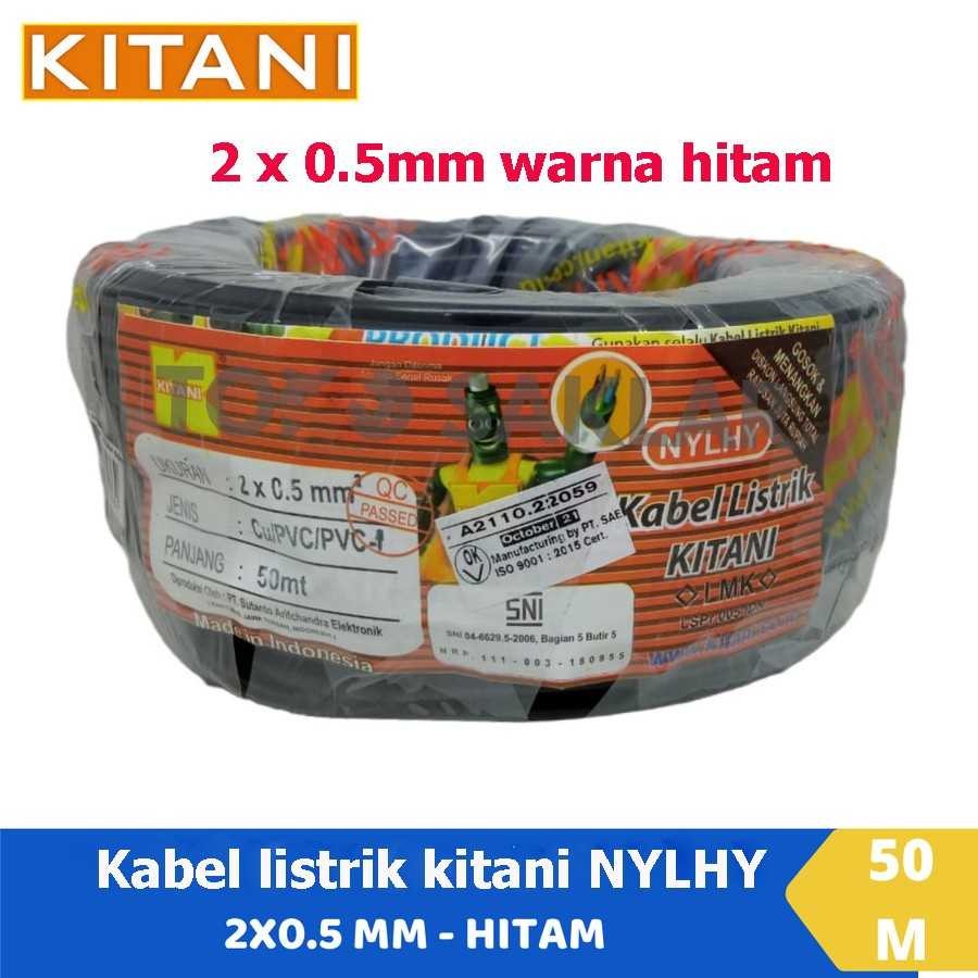 KABEL LISTRIK KITANI HITAM NYLHY SERABUT 2X0,5MM / 1 ROLL 50 M CABLE