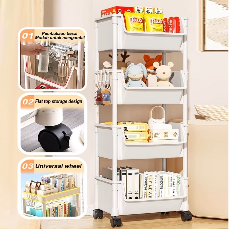 Rak Susun/Rak Buku /Rak Portable Plastik Buku /Rak Susun Roda /Rak Toy Storage/Rak Serbaguna/Buku
