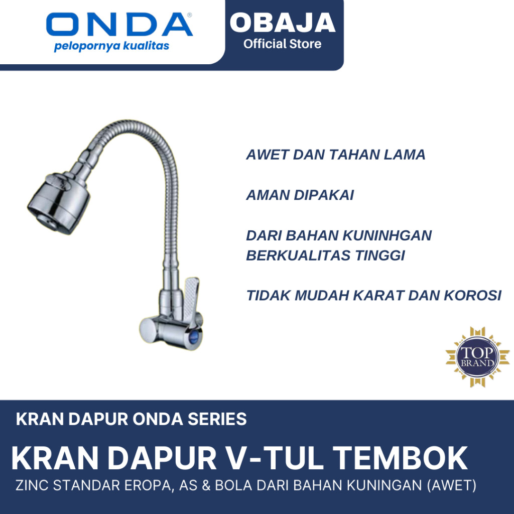 Onda Kran Dapur V Tul Tembok Onda / Kran Cuci Piring Model Angsa V Tul Tembok Onda