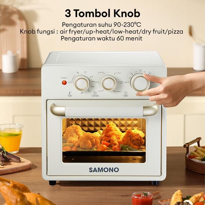 (BISA ) Samono Air fryer Multifungsi 7 in 1 Oven Toaster 18L Low Watt 350W (SW-AFV18)