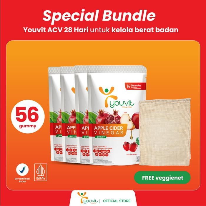 

Youvit Apple Cider Vinegar 28 Hari Dengan Apel, Greentea, Vit B12