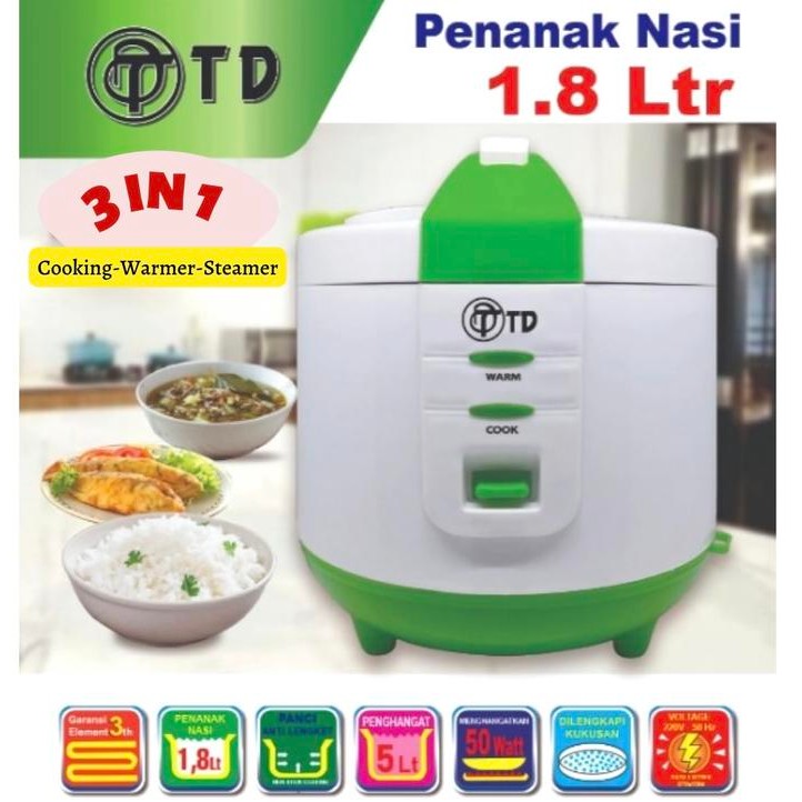 MAGICOM RICE COOKER TD 1,2 1,8 LITER / PENANAK NASI TD 1,2 1,8 LITER