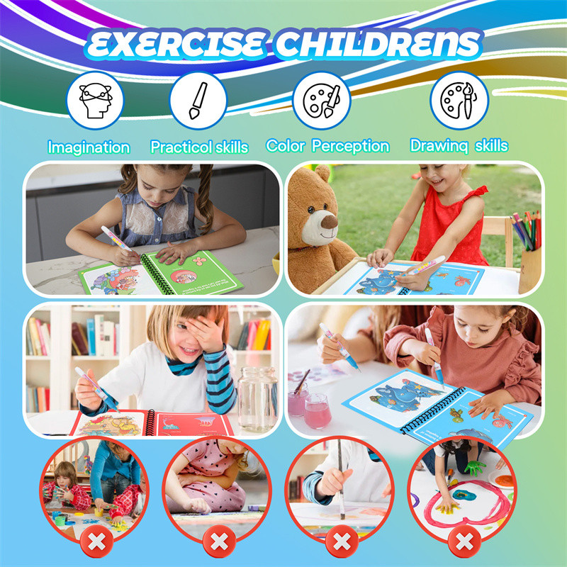 

Water Drawing Books Educational Toy For Kids Toddlers Reusable Water Graffiti Coloring Cardbords