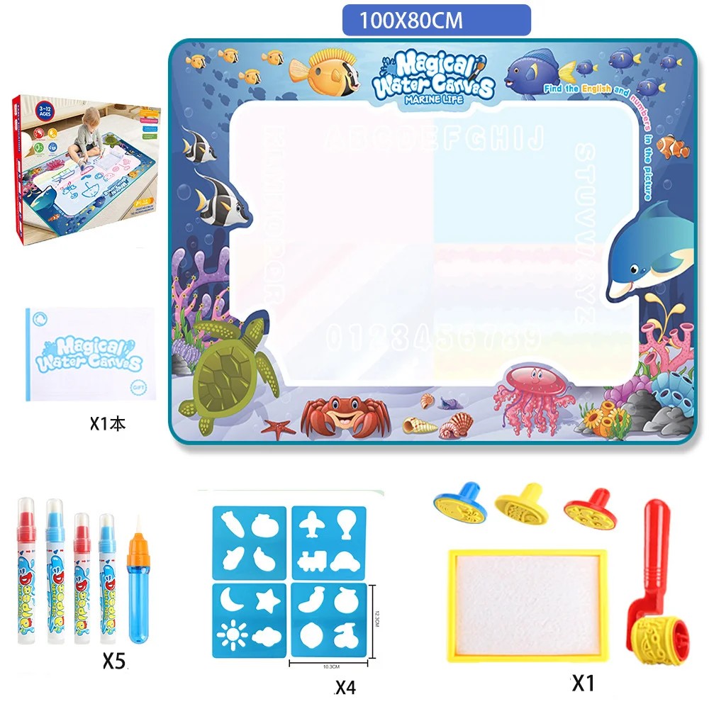 

100X80Cm Magic Water Drawing Mat Coloring Doodle With Reusable Magic Pens Montessori Painting Board