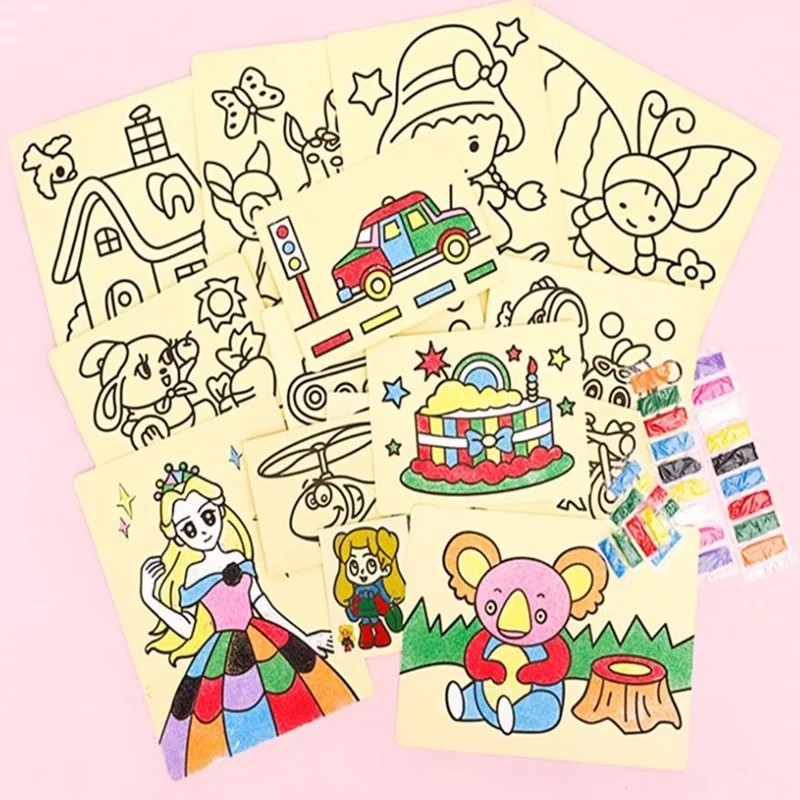 

Creative Diy Sand Painting Kids Toys Children Crafts Doodle Colour Art Pictures Drawing Paper