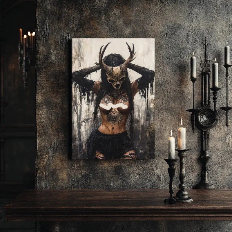 

Dark Goddess Gaia/Hecate Greek Mythology Norse Witch Magic Gothic Fantasy Poster Canvas Painting