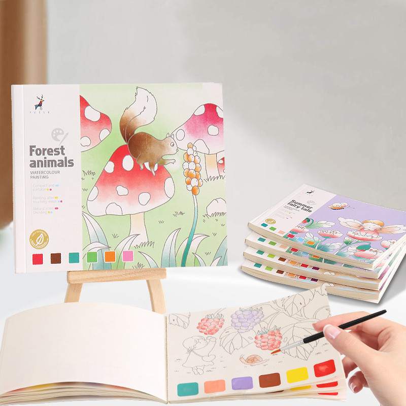 

Watercolor Coloring Book Gouache Doodle Drawing Book Children'S Drawing Book Comes With Pigment