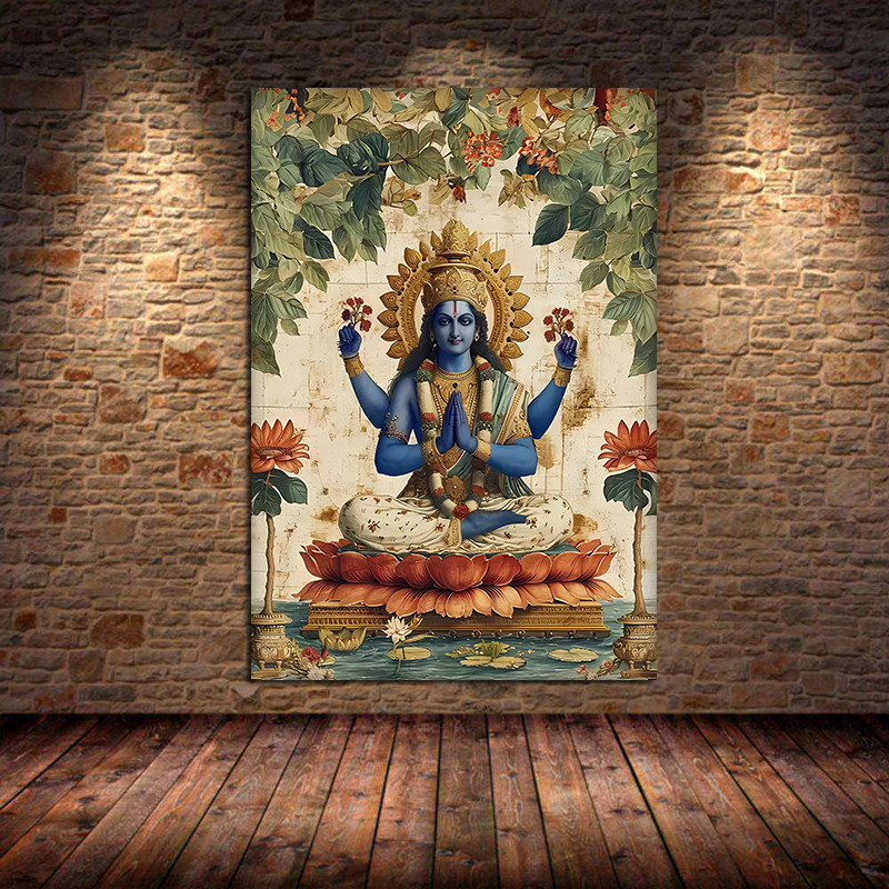 

Indian Hindu Gods Lord Shiva Yoga Divine Goddess Saraswati Meditation Rt Poster Canvas Painting Wall