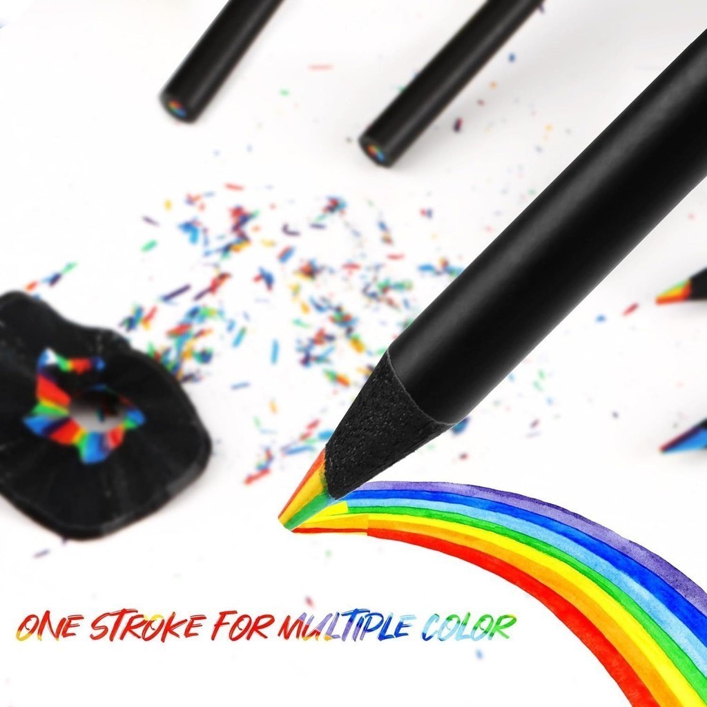 

5/10Pcs 7-Color Kawaii Black Wood Rainbow Core Colored Pencil Drawing Tool Wooden Pencil Art