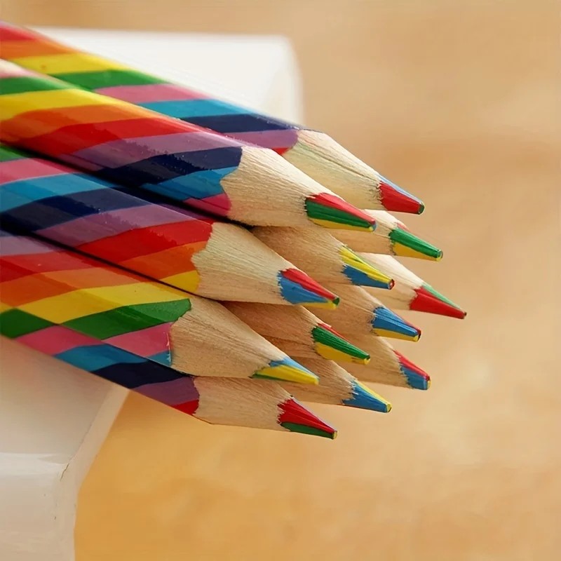 

New Creative Cute 4 Color Concentric Rainbow Pencils For Student 'S Painting Graffiti Drawing Gift