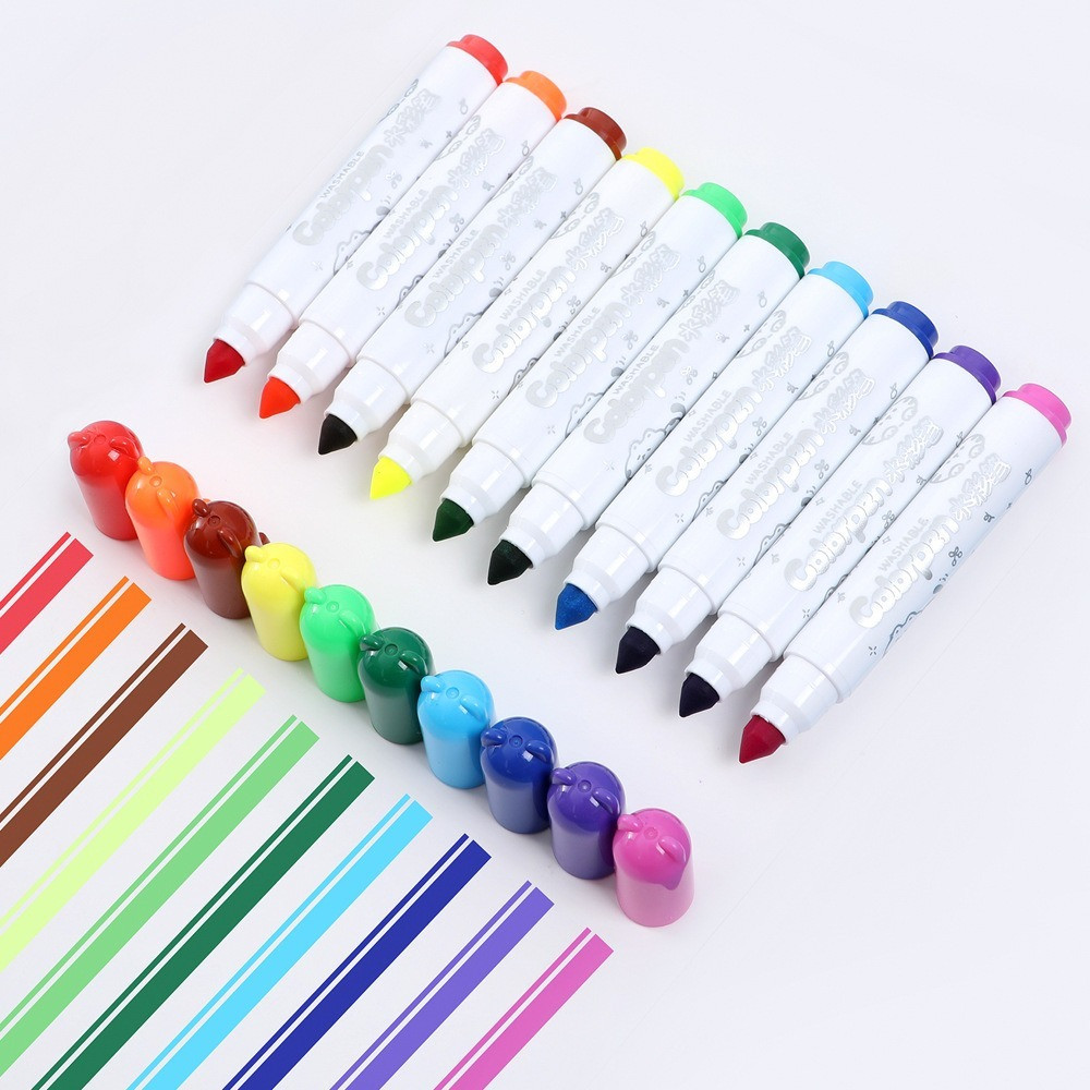 

12/24 Colors Cute Bear Washable Watercolor Paint Pens Set Non-Toxic Paint Seal Mark Pen For Kid Draw