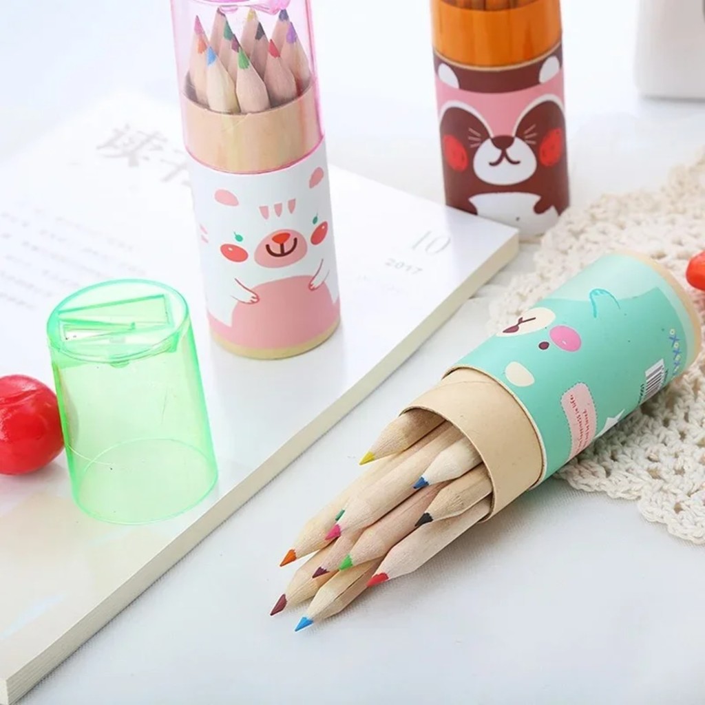 

Manga 12 Color Pencils With Sharpener Coloring Crayons For Kids Drawing Art Stationery Supplies