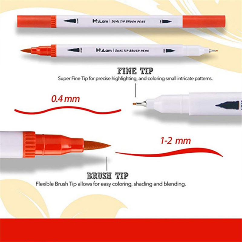 

12-120 Colors Felt Tip Drawing Watercolor Art Markers Pen Dual Brush Fineliner Colouring Pen Set For