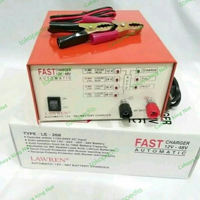 charger aki lawren 12v 24v 36v 48v 100ah ful otomatis original