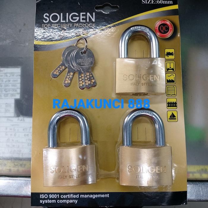 Gembok soligen masterkey 60mm isi 3 gembok soligen 60mm comouterkey