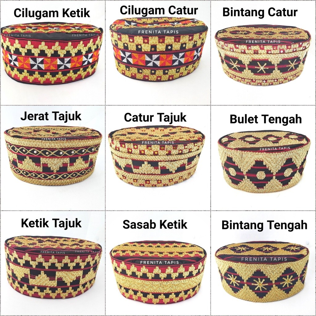 Gratis Ongkir [Bisa Cod Cek Dulu] Peci Tapis Asli Lampung Kain Tenun Kopiah Tapis Sulaman Bahan