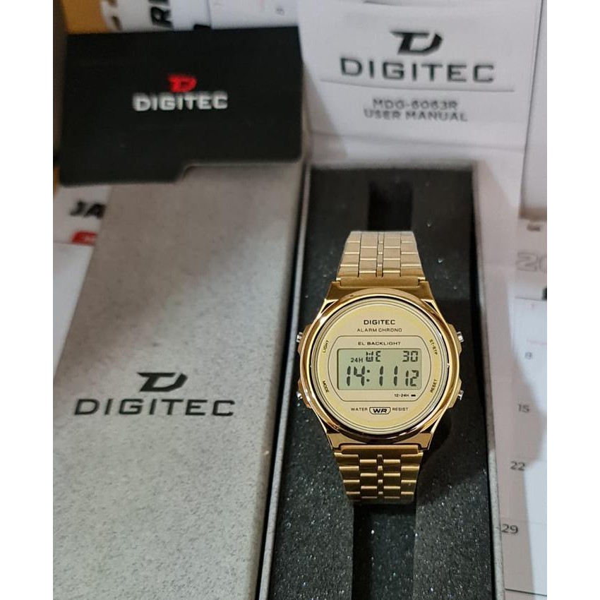 Femmora- Bisa Cod Jam Tangan Wanita Digitec 6063 Original Rantai Digital Diameter 3,6 Cm