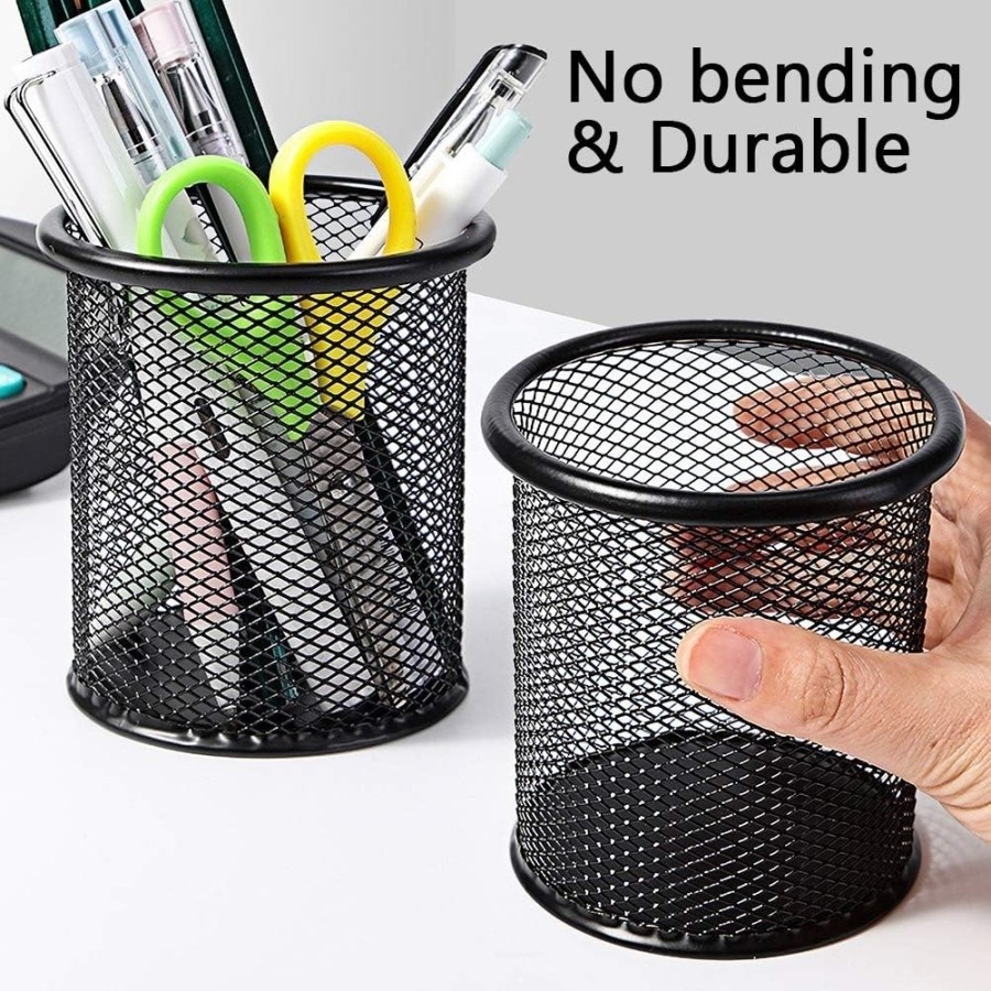 

Tempat Alat Tulis Besi BULAT Meja Besi Jaring Jala Round Black Pencil Mesh Pen Holder