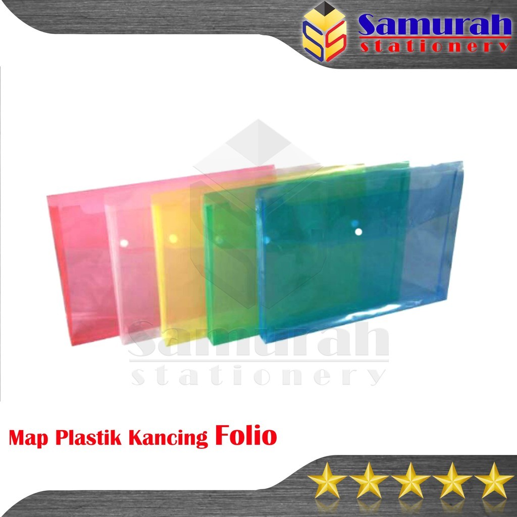 

[READY] Map Plastik Kancing Folio Punggung Per Lusin / Map Plastik Tali ukuran F4 Transparant Clear