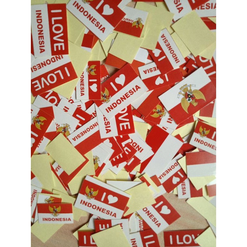 

25/50/100 pcs stiker pipi merah putih , SUDAH DI POTONG
