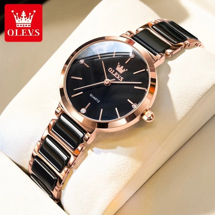 OLEVS 5877 Japan Quartz Women Watch Ceramics Watchstrap Luxury