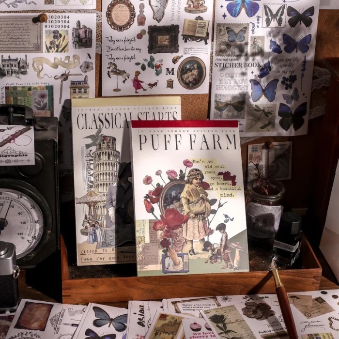 50 sheets Vintage Periodical Sticker Book Diy Diary Planner