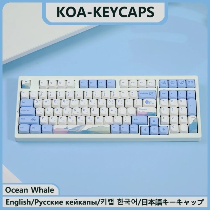 KBDiy KOA Keycaps Ocean Whale PBT Keycap Similar MOA 7u MAC ISO
