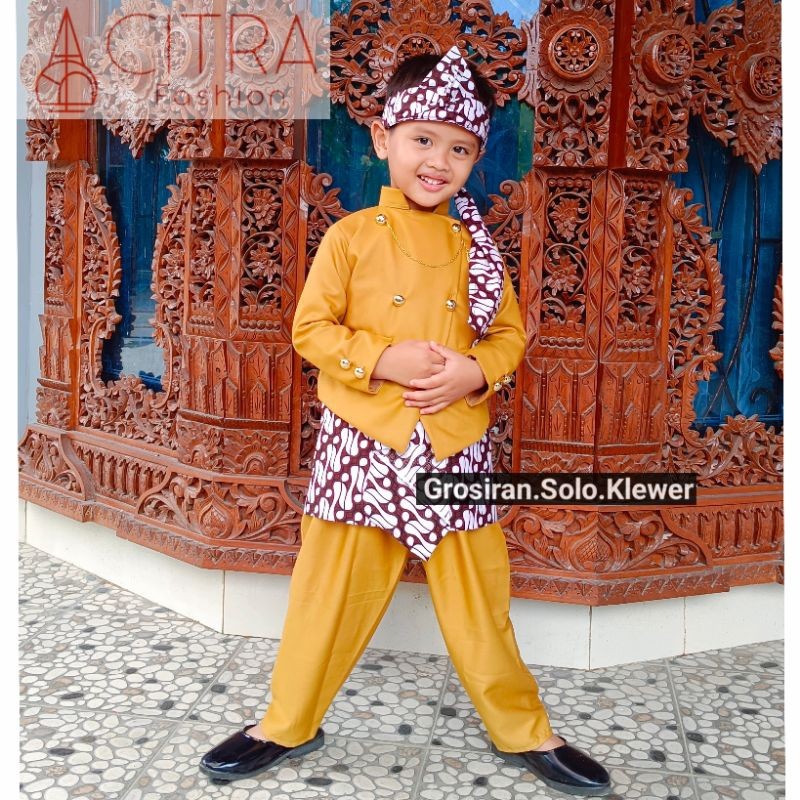 Dijamin Realpict Beskap Sunda Batik Putih / Beskap Sunda Anak / Beskap Sunda Premium / Setelan Adat