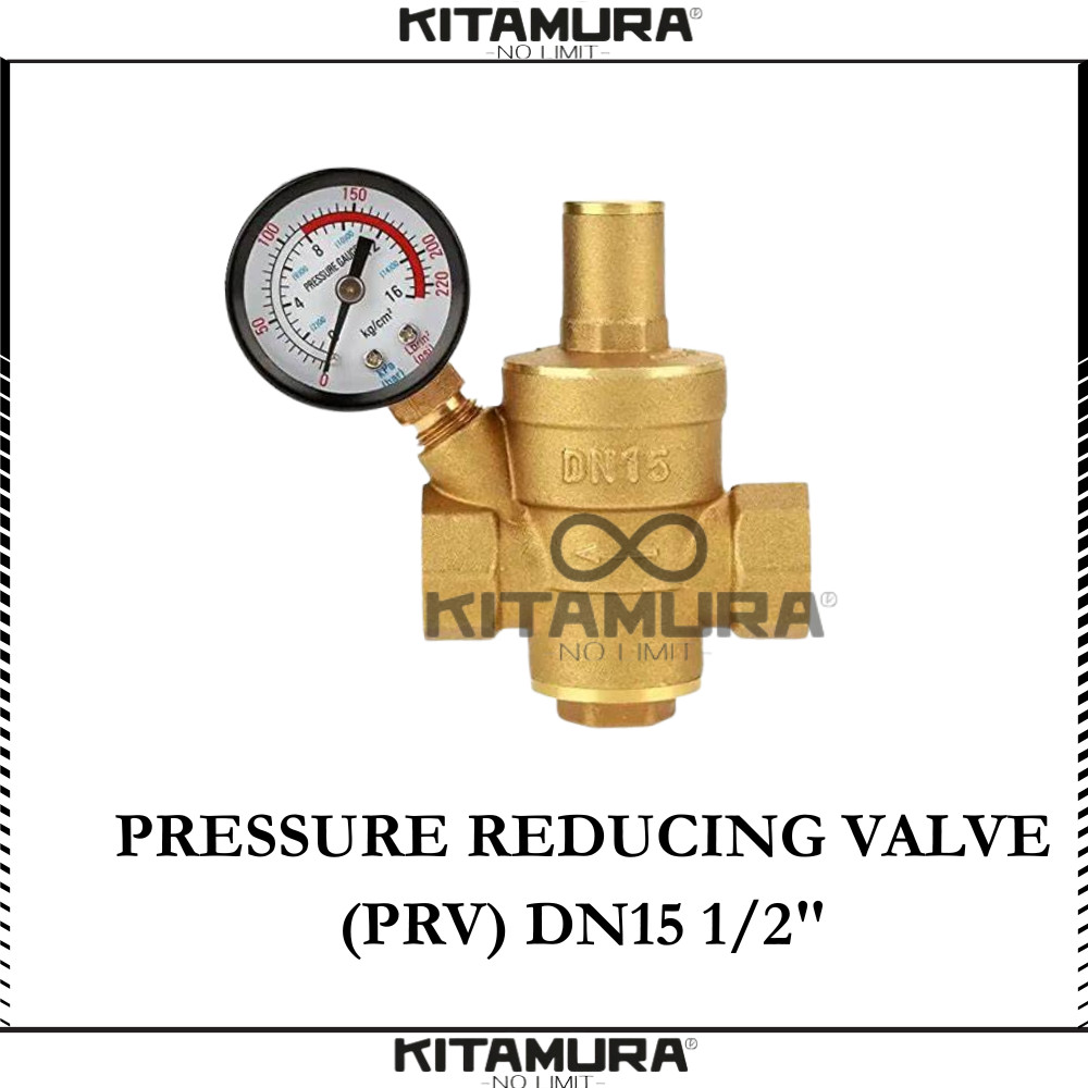PRV 1/2" Pressure Reducing Valve Kuningan / Brass Drat 1/2" inch DN15