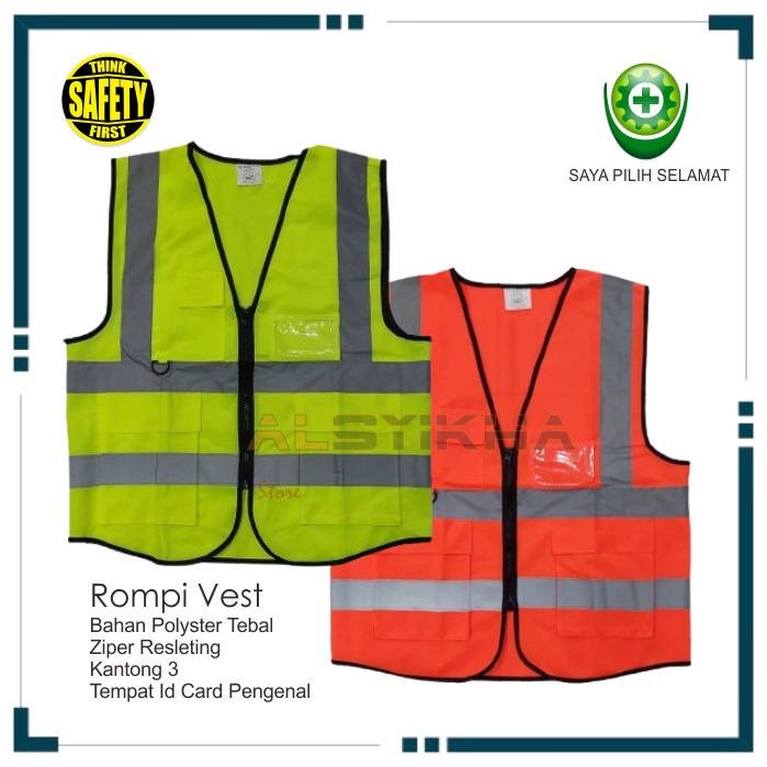 BEST SALE Rompi Safety Proyek KANTONG Resleting Rompi Safety Proyek ID Holder Rompi reflektif