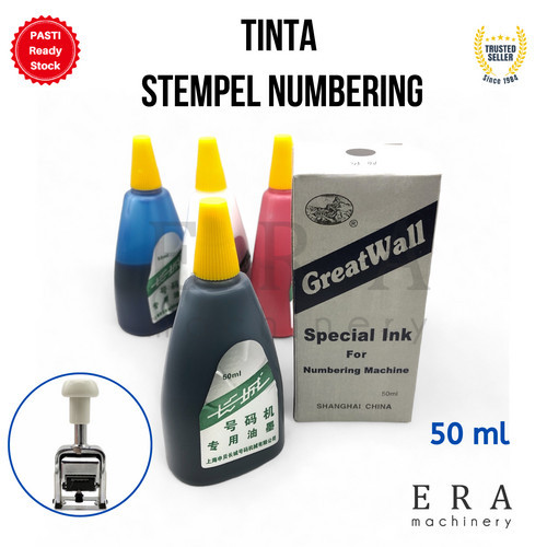 

Tinta INK Stempel Numbering Numerator otomatis Stamp Numbering heavy duty Tinta Stempel Hitam merah biru Putih