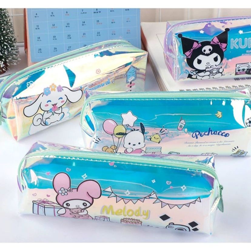 

Tempat pensil anak- kotak pensil hologram rainbow lucu