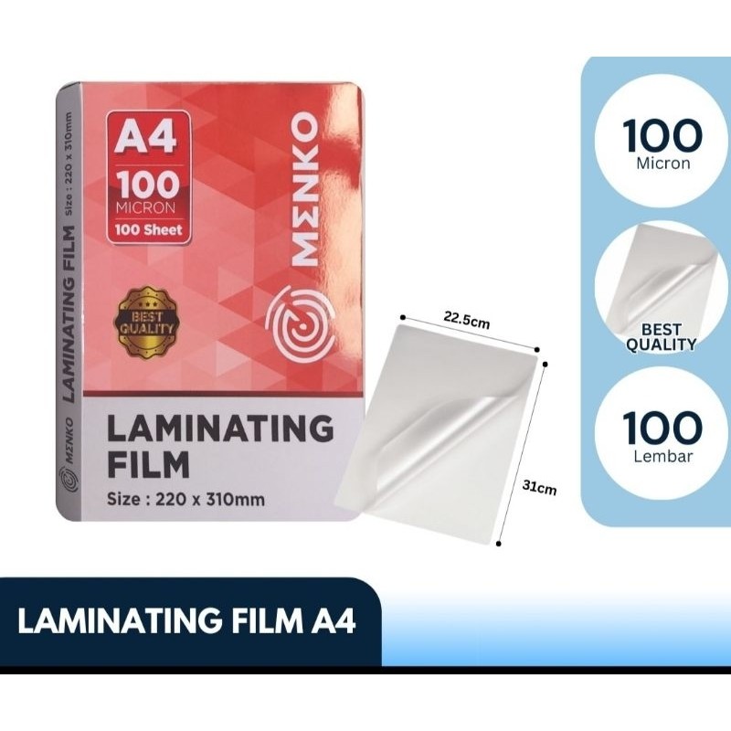 

Plastik Laminating Film A4 Menko 100 Micron