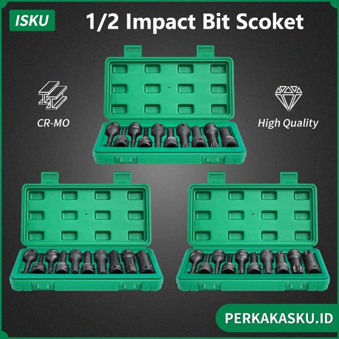 Obrali- ISKU Mata Shock 10 Pcs Impact Kunci Sok Hex Star Spline Torx Bintang