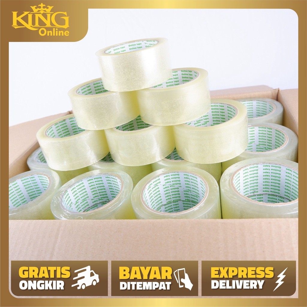 

JH8 12 pcs Lakban Bening 48 MM X 100Y ECO Online Tape Plakban Isolatip Solatip Kualitas Nachi
